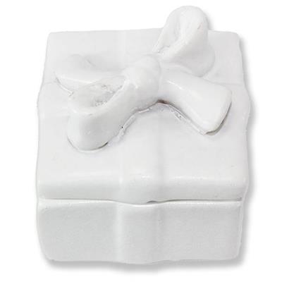 24 Adet Beyaz Fiyonklu Kare Kutu Biblo 4x4cm