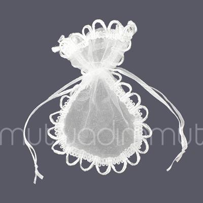 25 Adet 9x13cm Kenarları İşlemeli Organze Kese