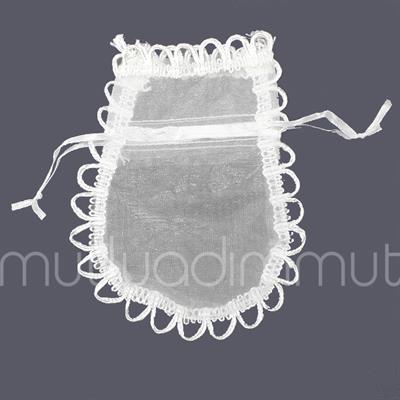 25 Adet 9x13cm Kenarları İşlemeli Organze Kese