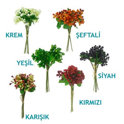 25cm Berry 6lı Meyve Yapay Çiçek Tomurcuk