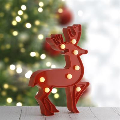 25cm Led Işıklı Geyik Plastik Gece Lambası Pilli