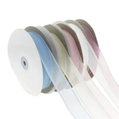 2,5cm x 45metre Kenarı Dikişli Organze Kumaş Kurdela