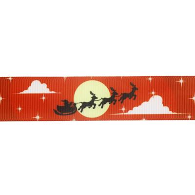 2,5cm x 5metre Grogren Yılbaşı Kurdela Geyikli No: 26