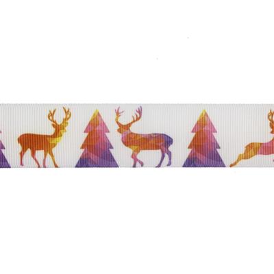 2,5cm x 5metre Grogren Yılbaşı Kurdela Geyik ve Çam Ağacı No: 14