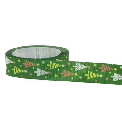 2,5cm x 5metre Grogren Yılbaşı Kurdela Çam Ağaçlı No: 24