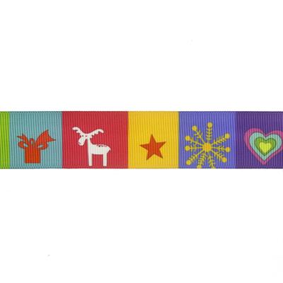 2,5cm x 5metre Grogren Yılbaşı Kurdela Karışık Desen No: 28