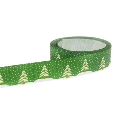 2,5cm x 5metre Grogren Yılbaşı Kurdela Yeşil Çam Ağaçlı No: 10