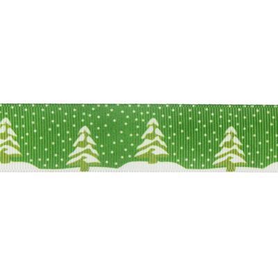 2,5cm x 5metre Grogren Yılbaşı Kurdela Yeşil Çam Ağaçlı No: 10