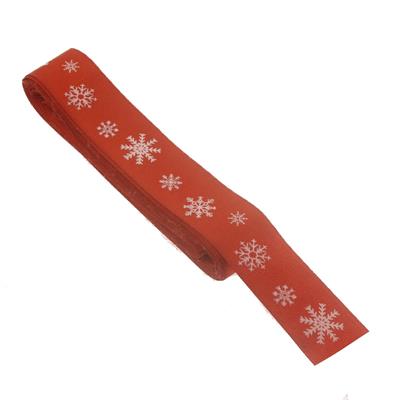 2,5cm x 5metre Kar Tanesi Basklı Saten Kurdela