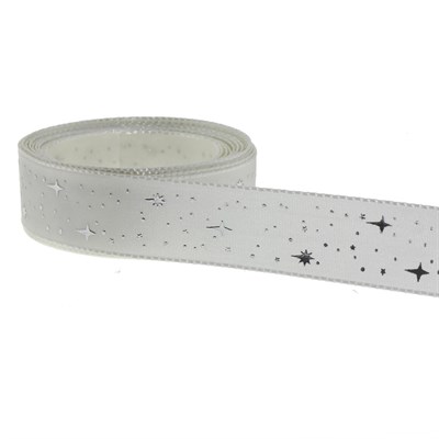 2,5cm x 5metre Parlak Yıldızlı Kumaş Kurdela
