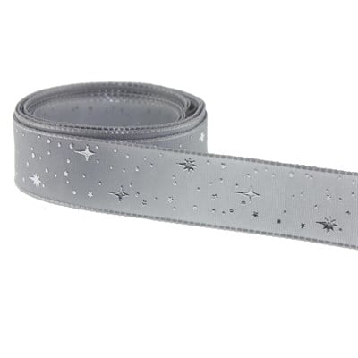 2,5cm x 5metre Parlak Yıldızlı Kumaş Kurdela
