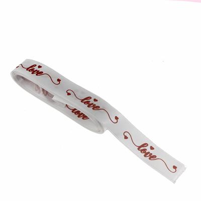 2,5cm x 5metre Saten Kurdela Kalp Love Baskılı Yazılı
