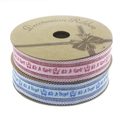 2,5cm X 9,1metre Baby Yazılı Keten Kurdela