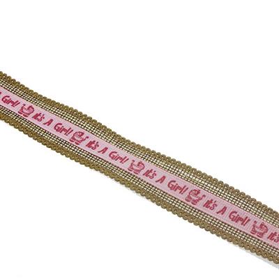 2,5cm X 9,1metre Baby Yazılı Keten Kurdela