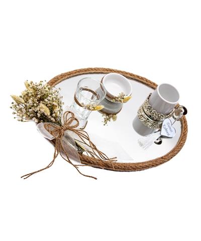 25x35cm Söz Nişan Damat Kahvesi Fincan Seti Doğal Süsleme