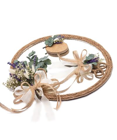 25x35cm Söz Nişan Tepsisi Makas Doğal Süslemeler
