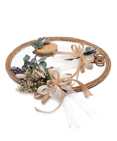 25x35cm Söz Nişan Tepsisi Makas Doğal Süslemeler