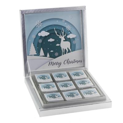 27 Adet Kişiye Özel Çikolata Geyikli Yılbaşı Karlı