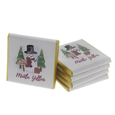 27 Adet Yılbaşı Çikolatası Madlen Yazı Baskılı Kardan Adam