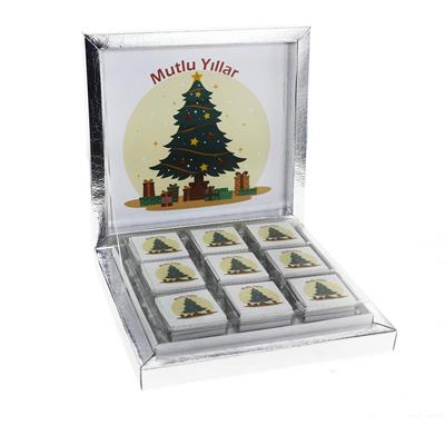 27 Adet Yılbaşı Çikolatası Madlen Yazılı Çam Ağacı