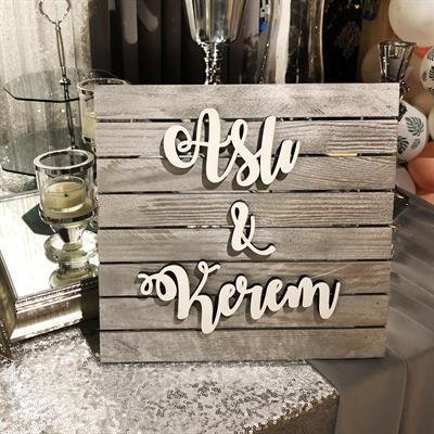 27x25cm Ahşap İsimlik Masa Üstü Gri