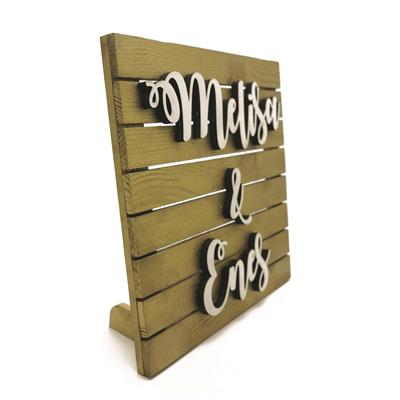 27x25cm Ahşap İsimlik Masa Üstü Kahverengi