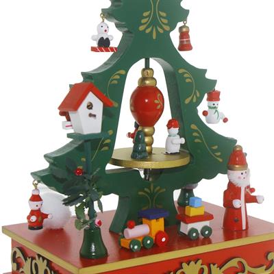 28cm Hareketli Yılbaşı Müzik Kutusu Uçaklı Çam Ağaçlı