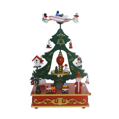 28cm Hareketli Yılbaşı Müzik Kutusu Uçaklı Çam Ağaçlı