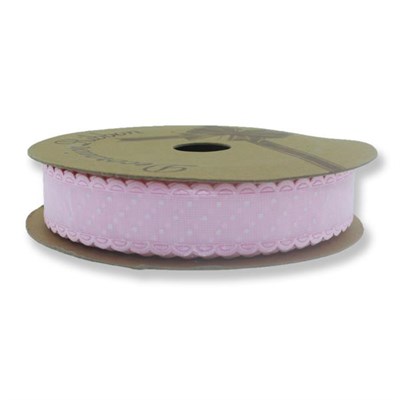 2cm x 10metre İki Kenarı Oyalı Puanlı Organze Kurdela