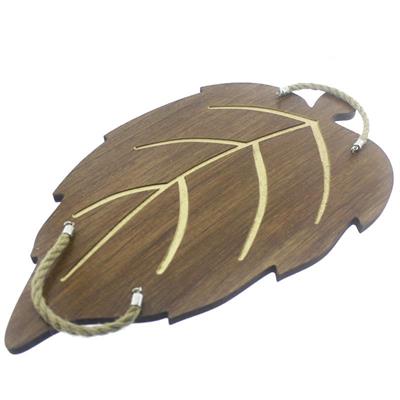 2li Tepsi Doğal Ahşap Yaprak Model Sunum Seti Stand