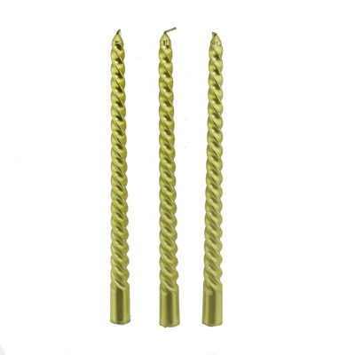 3 Adet 25cm Şamdan Mum Varaklı Spiral