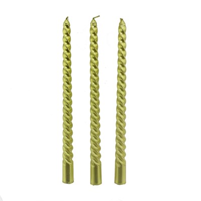 3 Adet 25cm Şamdan Mum Varaklı Spiral