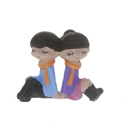 3 Adet 6x5cm Sırt Sıra Kız Erkek Biblo Terrarium Minyatür