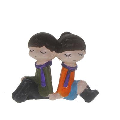 3 Adet 6x5cm Sırt Sıra Kız Erkek Biblo Terrarium Minyatür