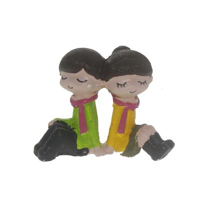 3 Adet 6x5cm Sırt Sıra Kız Erkek Biblo Terrarium Minyatür