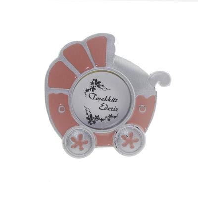 3 Adet 8cm Bebek Arabası Puset Fotoğraf Çerçevesi Gri Pembe
