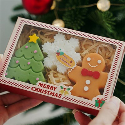 3 Adet Yılbaşı Mum Seti  Kar Tanesi Gingerbread Çam Ağacı