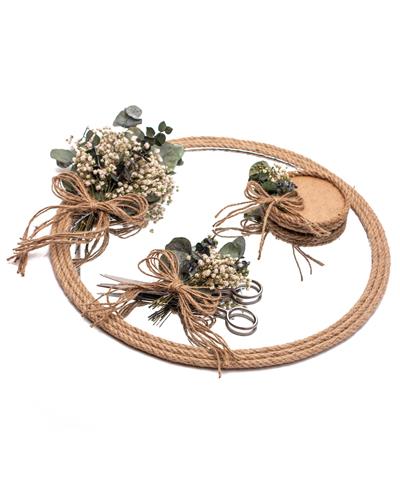 30cm Söz Nişan Aynalı Yüzük Tepsi Makas Doğal Süslemeli