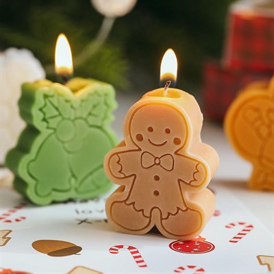 4 Adet 4,5cm Yılbaşı Mum Kar Tanesi Kurabiye Adam Noel Baba Çan