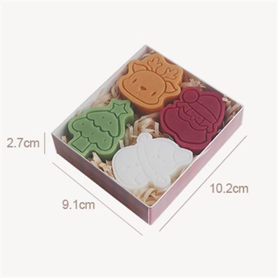 4 Adet 4,5cm Yılbaşı Mum Kar Tanesi Noel Baba Geyik Çam Ağacı
