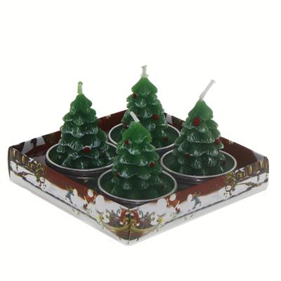 4 Adet 4cm Çam Ağacı Tealight Mum