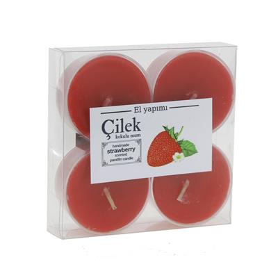 4 Adet Kapsül Mum Çilek Kokulu