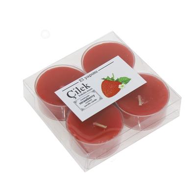 4 Adet Kapsül Mum Çilek Kokulu