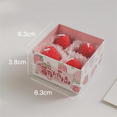 4 Adet Mini 3,5cm Çilek Mum Çilek Kokulu