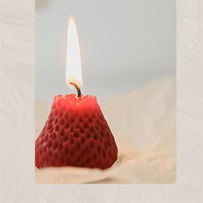 4 Adet Mini 3,5cm Çilek Mum Çilek Kokulu