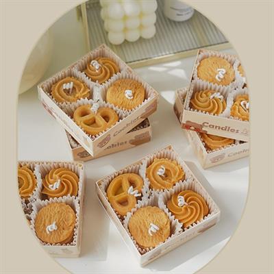 4 Adet Mini 3cm Kurabiye Mum Kurabiye Kokulu