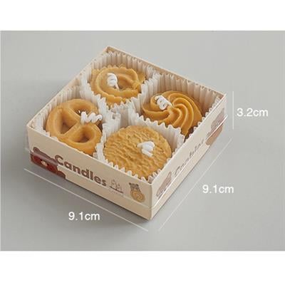 4 Adet Mini 3cm Kurabiye Mum Kurabiye Kokulu