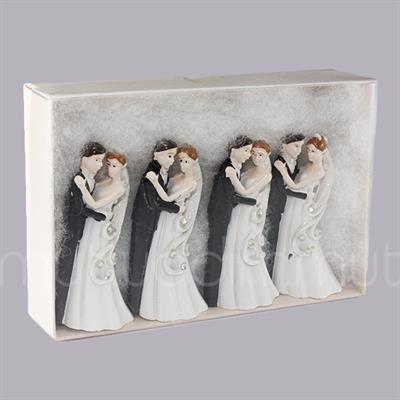 4 Adet Sarılan Gelin Damat Taşlı Biblo