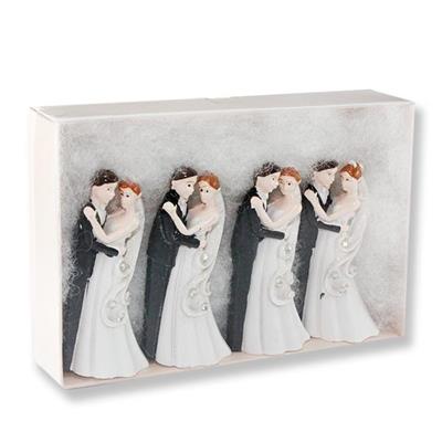 4 Adet Sarılan Gelin Damat Taşlı Biblo