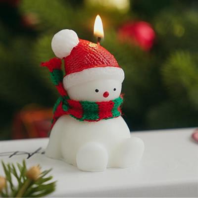 4 Adet Yılbaşı Mum Seti Kardan Adam Kar Tanesi Gingerbread Çam Ağacı